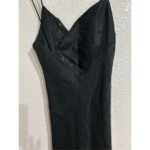 Vintage 90s Black Iridescent Rhinestone Strappy Long Maxi Formal Dress Prom M - Picture 2 of 7